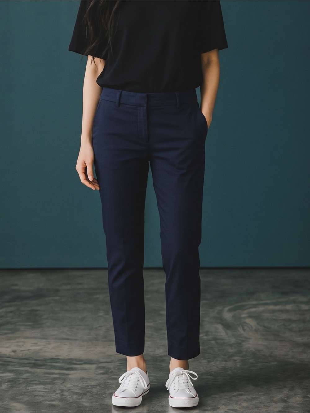 BANANA REPUBLIC Petite Sloan Navy Cropped Ankle Pants | Size 0